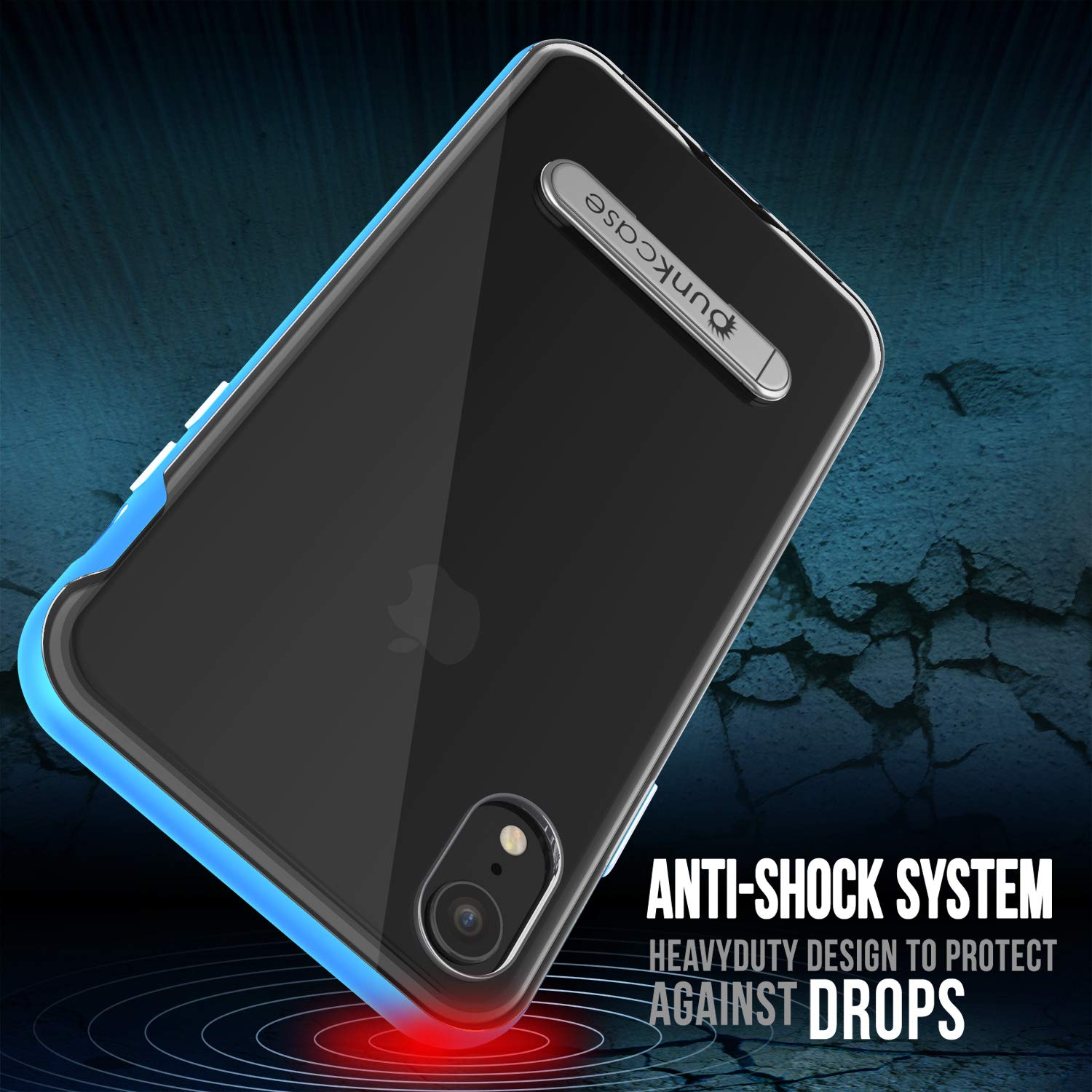 iPhone XR Case, PUNKcase [Lucid 3.0 Series] [Slim Fit] [Clear Back] Armor Cover w/Integrated Kickstand, Anti-Shock System & PUNKSHIELD Screen Protector for Apple iPhone XR [Blue]