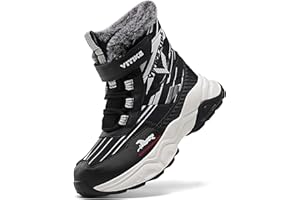 VITUOFLY Boys Hiking Boots Kids Hiking Shoes Girls Outdoor Warm Winter Snow Boots Adventure Trekking Shoes Anti-skid Sneakers Steel Buckle Durable Comfortable