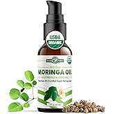 USDA Organic Moringa Seed Oil: 100% Pure, Cold Pressed, Unrefined Moringa Oleifera Seed Oil. 2 oz Bottle with Treatment Pump. For Skin and Hair - Food Grade for Oral Consumption