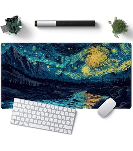 Fincibo Van Gogh Mauspad – Mandelblüte & Sternennacht, Rutschfest