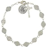 Lulucross Catholic Rosary Bracelet With Saint Benedict Medal - Alloy Faith Bracelet For Men & Women