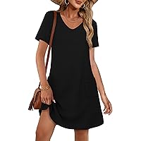 ingear beach dress short cotton INGEAR Women's Beach Swimsuit Cover Up, Short Cotton Shift Dress with Pockets, Black ,L