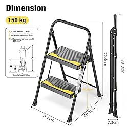 Urackify 2 Step Ladder, Heavy-Duty Pass 800lb