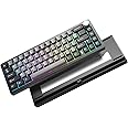 YUNZII AL68 Wireless Mechanical Keyboard,Full Aluminum CNC,60% Layout with Knob, QMK/VIA Software,Gasket Mounted,Hot Swappable,RGB Backlit,BT/2.4G/USB-C for Mac/Win (Black, Cocoa Cream V2)