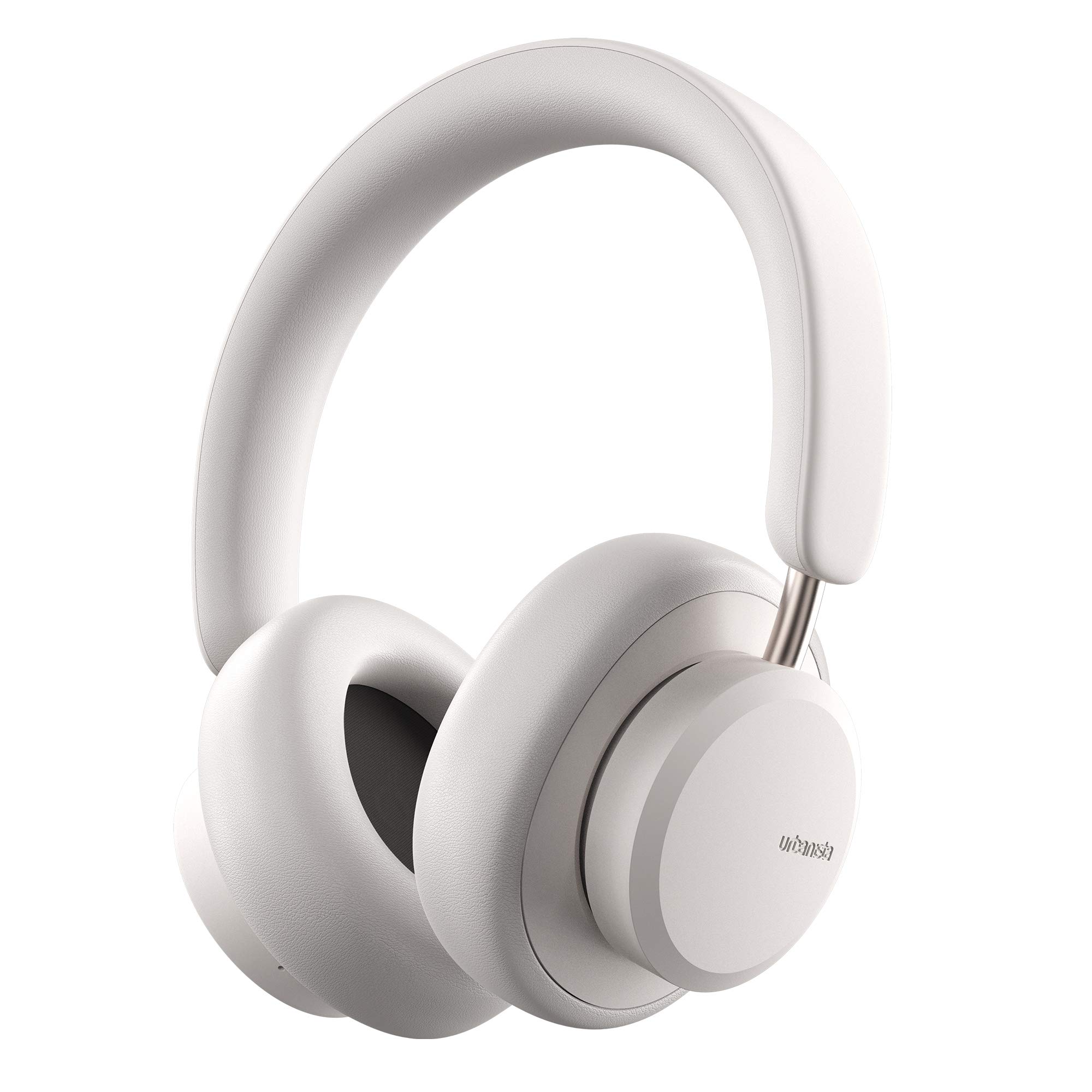 Urbanista Miami Over Ear Headphones, Active Noise Cancelling Bluetooth Headphones, 6 ENC Noise Cancelling Mics, 50 Hr Playtime, Hybrid ANC with Transparency mode, On Ear Detection & Carry Case, White