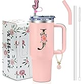 AiHeart Monogrammed Gifts for Women,Personalized Gifts for Women,Birthday Gift for Mom,Personalized Tumbler with Handle,Customized tumblers for Woman,Cute Tumbler,Funny Gift for Mom,Grandma-J