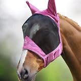 Harrison Howard CareMaster Pro Luminous Horse Fly Mask with Ears UV Protection