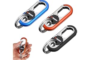 WAPSAT Key Chains Men, 2024 Car Key Chain for Men, Anti-Loss Keychain with Double Keyrings, Quick Release Key Chain (3pcs,Black+Blue+Orange)
