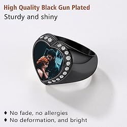 FindChic Customized Photo Signet Rings Heart Chunky