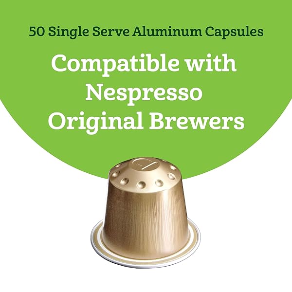 AMAZON FRESH ESPRESSO MEDIUM ROAST ALUMINUM CAPSULES, COMPATIBLE WITH NESPRESSO ORIGINAL BREWERS, INTENSITY 8/13, 50 COUNT (5 PACKS OF 10)