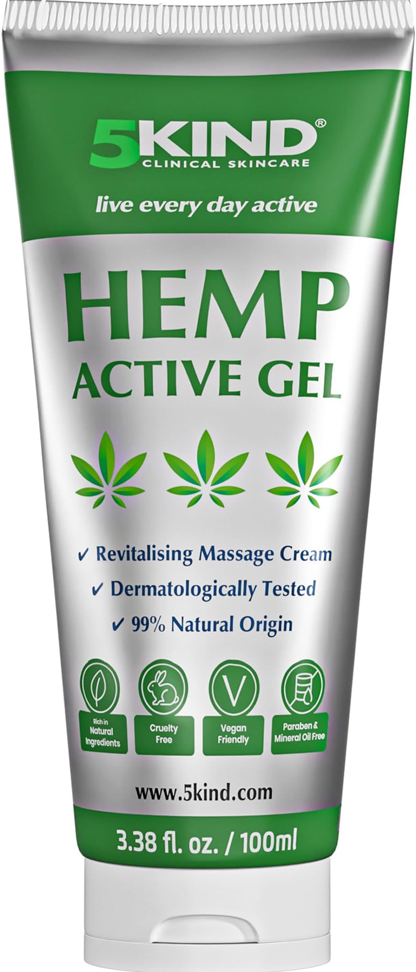 5Kind Hemp Active Gel 100ml High Strength Formula for Muscles & Joints