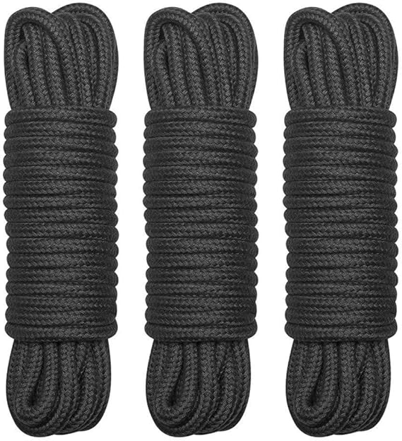 Cotton Rope, 3 Pack 32 feet 10m Black Soft Rope MultiPurpose Washable