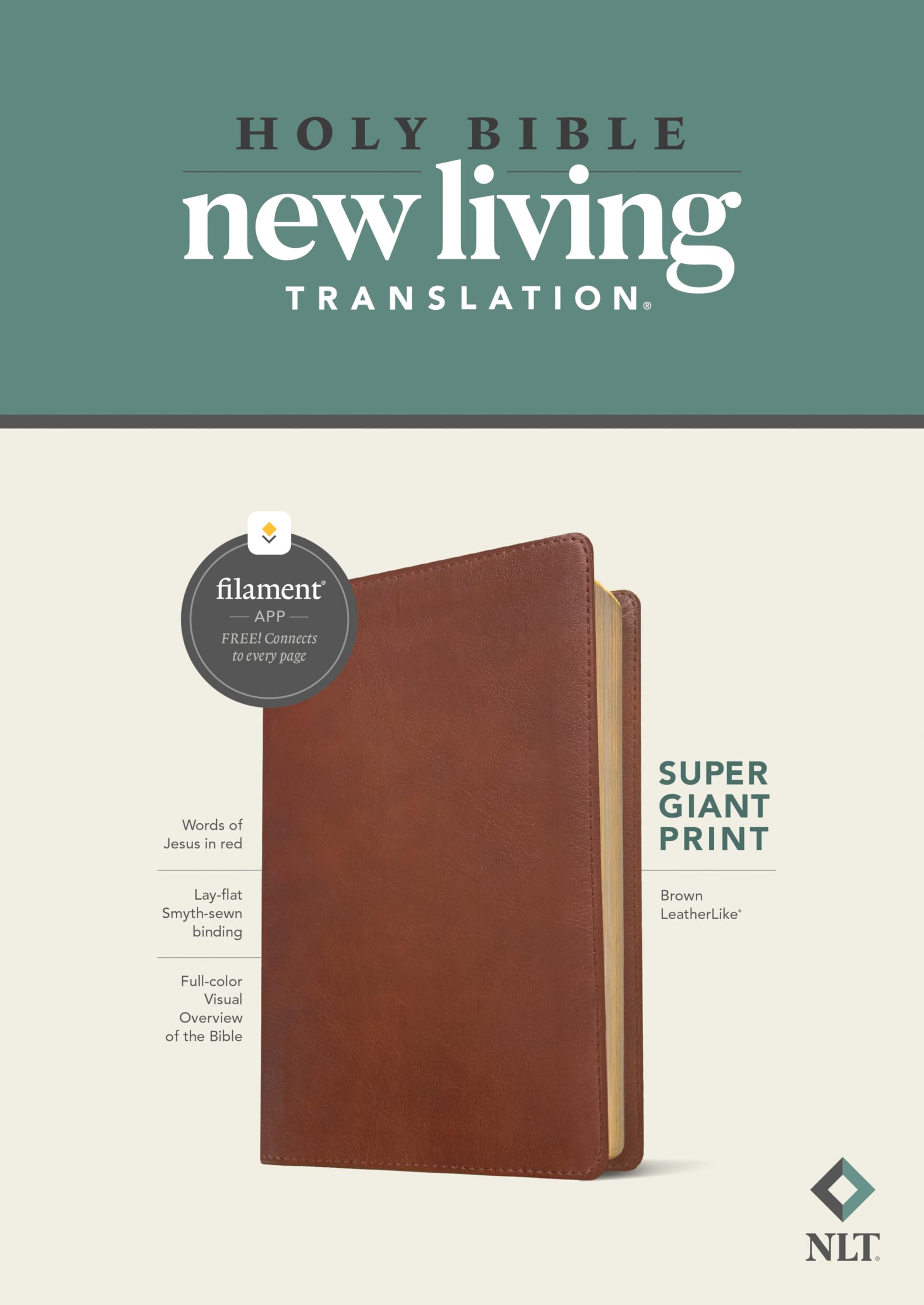 NLT Super Giant Print Bible, Filament Enabled (LeatherLike, Brown, Red Letter) NLT Super Giant Print Bible, Filament Enabled (LeatherLike, Brown, Red Letter) Imitation Leather