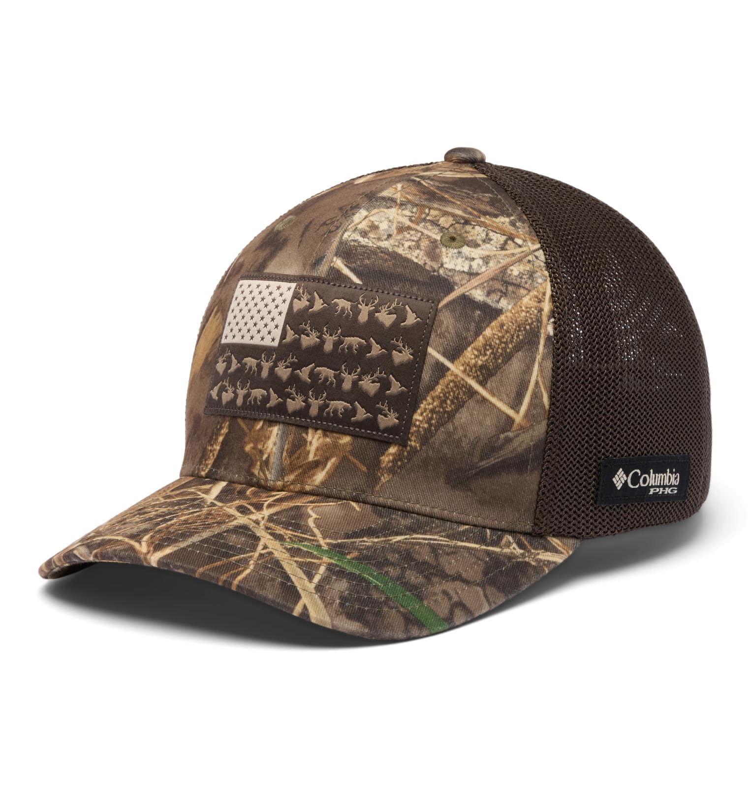 Columbia Unisex PHG Camo Mesh Ball Cap, Realtree Max7/Game Flag, S/M Image