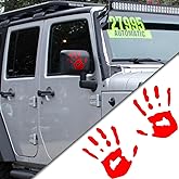joaoxoko Car Stickers and Decals，2pcs Jeep Wave Sticker for Automobile Wave Activity Auto Waving Hand Stickers Car Decoration,Mirror Left Right Jeep Palm Stickers (Red)