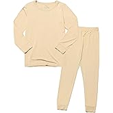 TongKiKi BABY 2T-10Y Toddler Kids Girls Boys Soft Comfy Viscose 2pcs Set Long Sleeve Plain Shirts and Pants Sets