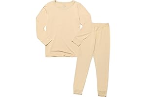 TongKiKi BABY 2T-10Y Toddler Kids Girls Boys Soft Comfy Viscose 2pcs Set Long Sleeve Plain Shirts and Pants Sets