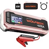 WOLFBOX 4000A Jump Starter,12V Pink Car Battery Jumper Starter Portable with 65W Quick Charger,88.8Wh Booster Jump Box Pack (10L Gas 10L Diesel Engine) with LED Light,Jumper Cables, Rose Gold