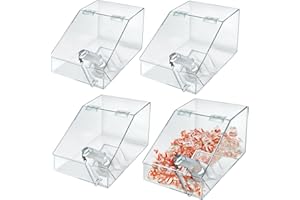 Azar Displays 400418-4PK 1.5 Gallon Acrylic Candy Bin with Lift-Open Top and Scoop, Clear (Pack of 4)