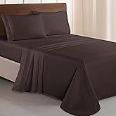 Elegant Comfort Luxurious 1500 Premium Hotel Quality Microfiber Three Line Embroidered Softest 4-Piece Bed Sheet Set, Wrinkle and Fade Resistant, King, Chocolate Brown