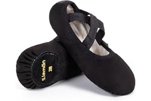 s.lemon Ballet Shoe,Cotton Canvas Split Sole Yoga Gymnastics Ballet Dance Slipper for Kids Women