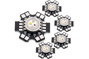 LEDGUHON 5Pcs 12W High Power Led Chip RGBW Multicolor 8 pins Super Bright Intensity Light with Aluminum Plate 20mm Star PCB Base Heat Sink for Floodlight(700mA,Red2.0-2.4V,Green/Blue/White3.0-3.4V)