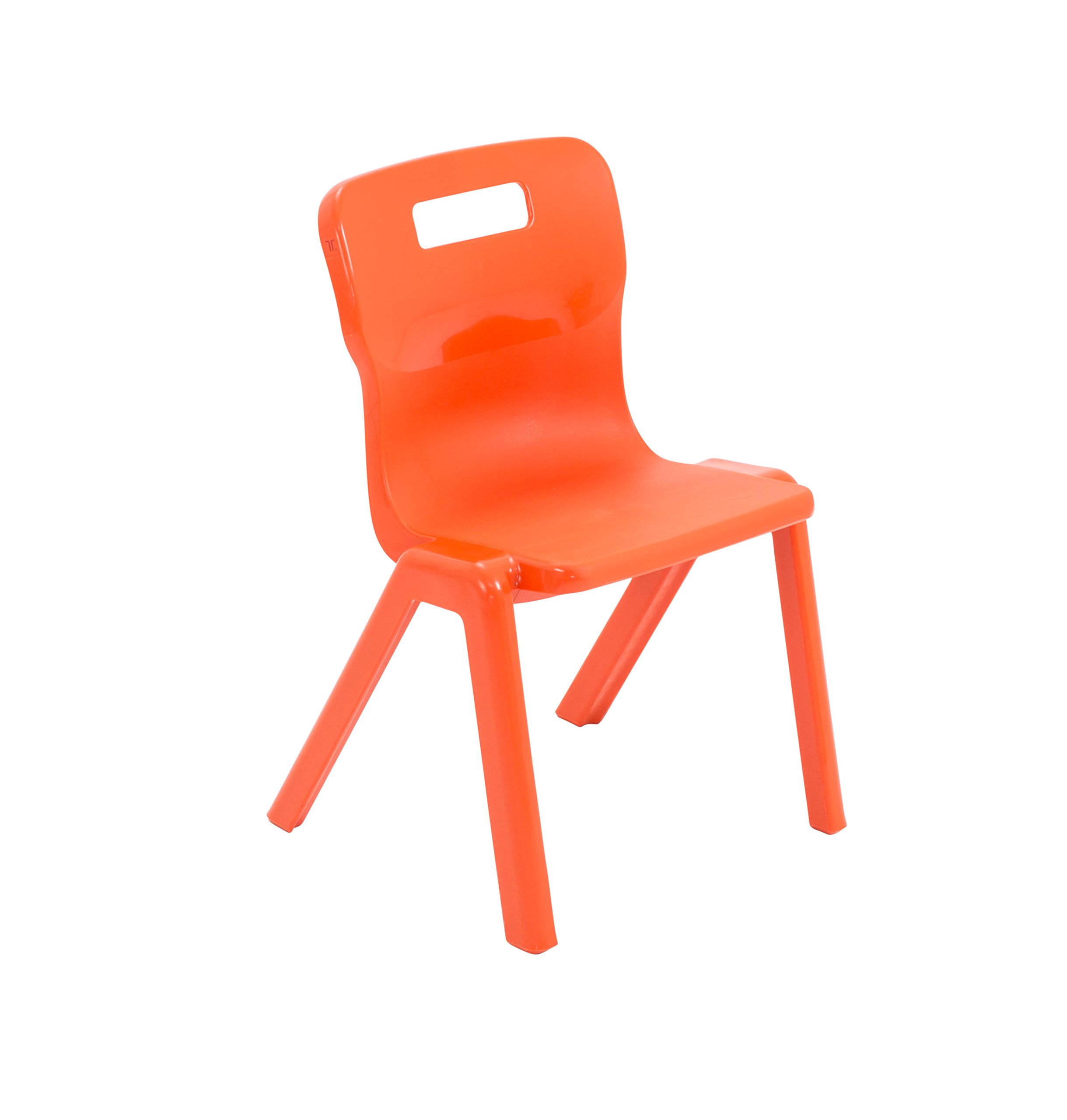 Titan One Piece Classroom Chair, Plastic, Orange, Size 2 for Ages 3-5 Years, Pack of 3