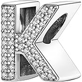 MULA 925 Sterling Silver Charms for Bracelets and Necklaces A-Z Alphabet Beads Dangle Pendants with 5A Cubic Zirconia Jewelry for Women