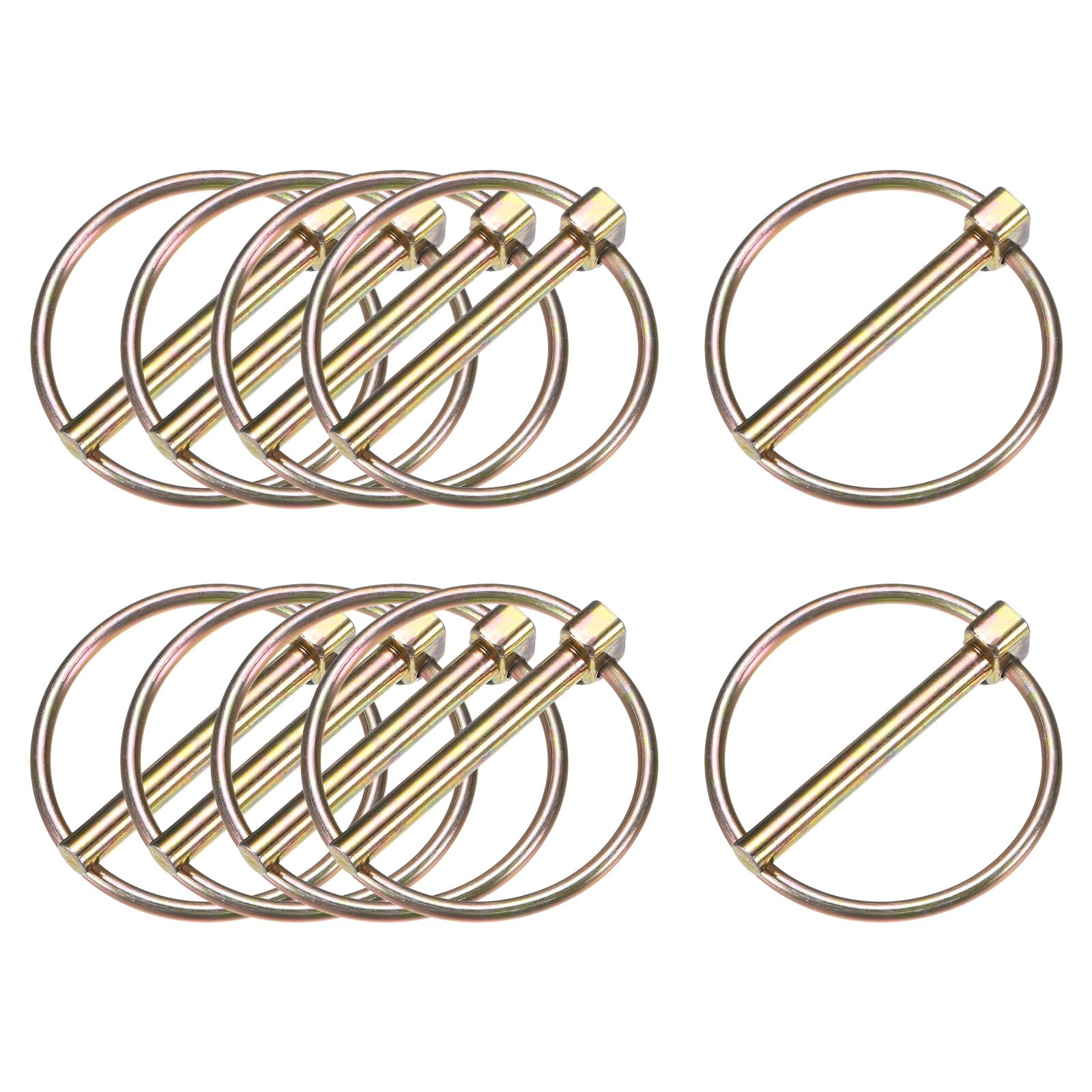 M METERXITY 10-Pack 3/16" Linch Pin with Ring, 1-9/16" Carbon Steel Lynch Pin Trailer Pins for Boat/Truck/Tractor/Trolley/Lawn Mower, Lock Clips Fastener Pin [5x40mm, Colored Zinc]
