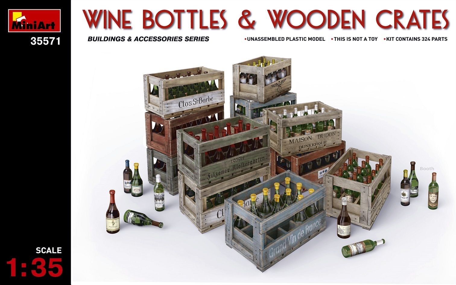 MiniArt 35571 Model Making Accessories Wine Bottles and Wooden Crates