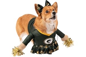 MODERN HERO NFL Green Bay Packers Officially Licensed Cheer Dog Costume Includes Dress with Faux Stuffed arms and Tinsel pom-poms and Satin Bow Headband, Size M