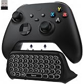MoKo RGB Keyboard for Xbox One Controller | Wireless Chatpad Keypad w/ 2.4G Receiver, Accessories for Xbox One S/Elite/2/Series X/S, Black+White