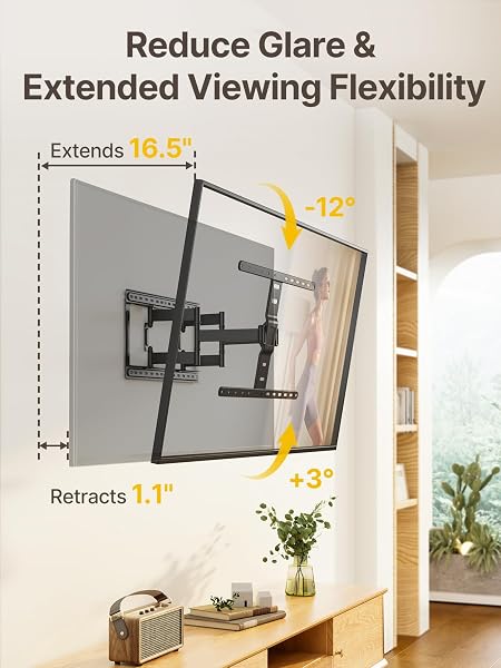 MONTEK ULTRA SLIM TV WALL MOUNT FOR 43-90 INCH TVS | 1.1″ THIN LOW PROFILE FULL MOTION BRACKET | DUAL SWIVEL ARTICULATING ARMS WITH TILT | MAX VESA 600X400MM | HOLDS 132LBS | FITS 16″/18″ STUDS