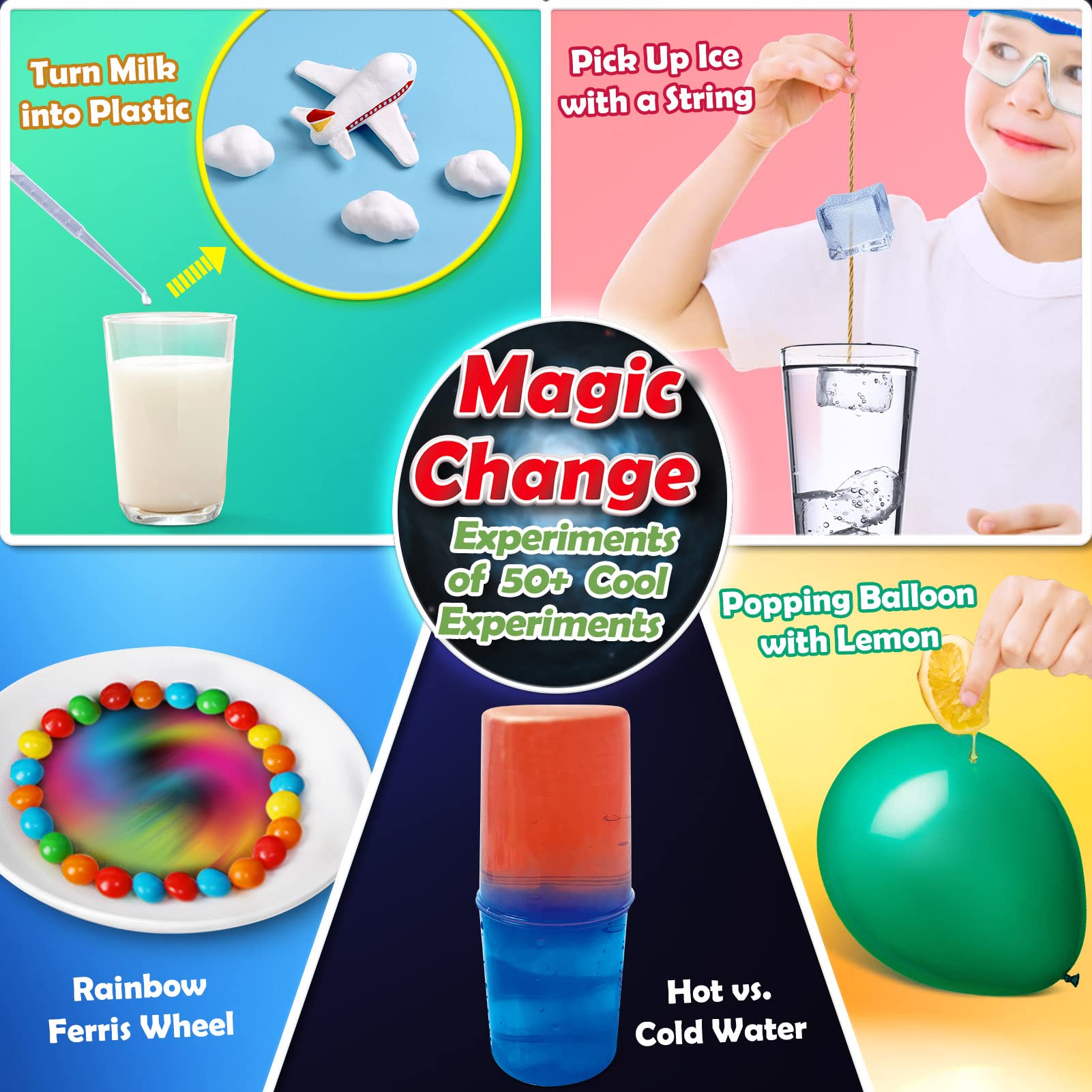 UNGLINGA 50+ Science Lab Experiments Kit for Kids, STEM Activities Educational Scientist Toys Gifts for Boys Girls Chemistry Set, Gemstone, Volcano Eruption