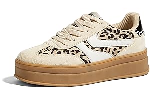 LUCKY STEP Platform Sneakers for Women Fashion Retro Thick Rubber Gum Sole Comfortable Tennis Skate Trainer Classic Walking S