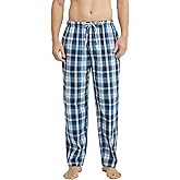 Vulcanodon Men's Cotton Woven Pajama Pants, Soft Lounge Pajama Pants with big pockets for Men Plaid Pj Bottoms