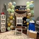 Togvu Dusty Green Blue Balloons 60 Pack 12 Inch Confetti Gold Beige Safari view 3