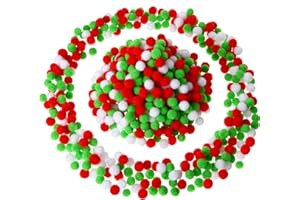 SHAPPY 2000 Pieces 0.5 Inch Christmas Pom Poms Crafts Mini Pompoms Balls for Craft DIY and Hobby Supplies (White,Green,Red)