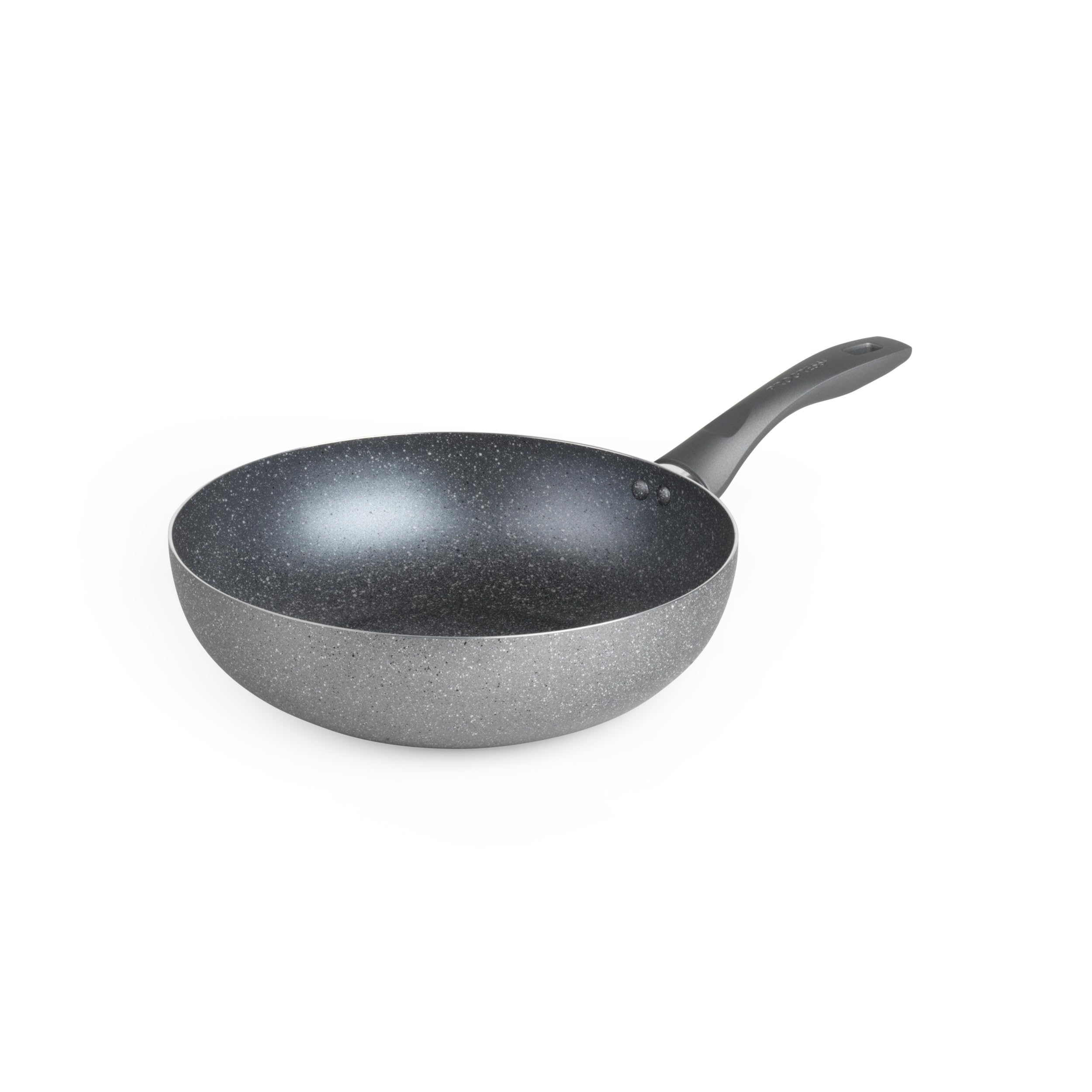 Progress BW09874EU Non-Stick Deep Stir-Fry Pan, 28cm Wok Fry Pan with Bakelite Handle, PFOA-Free Marble Effect Coating, Heat Resistant Exterior, Induction Hob Suitable, Go Healthy Use Little or No Oil