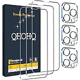 QHOHQ 3 Pack Screen Protector for iPhone 13 Pro Max 6.7" with 3 Pack Tempered Glass Camera Lens Protector, Ultra HD, 9H Hardn