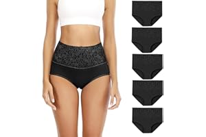 Senllori Women High Waisted Cotton Underwear Tummy Control Briefs Ladies Soft Full Coverage Panties Multipack