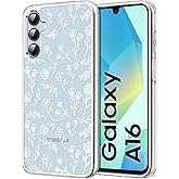 MEGANTREE Cute Floral Phone Case Compatible with Samsung Galaxy A16 4G/ 5G Case, White Flowers Aesthetic Pattern Print Soft TPU Drop Protection, for Girls Women 6.7", Clear