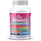 Fuel Beauty+ 24-in-1 Hair, Skin & Nails Vitamins for Women – 5000mcg Biotin, Hyaluronic Acid & Saw Palmetto – Daily Multivitamin for Hair Growth, Nail Strength & Skin Glow – 60 Capsules