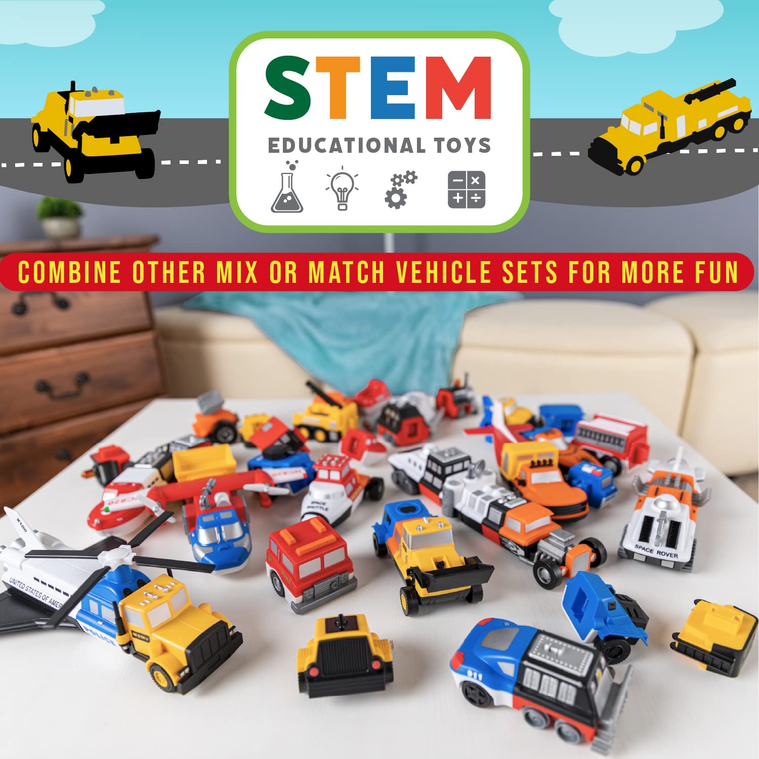 Popular Playthings Magnetic Mix or Match Construction Vehicles