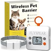 FLYSPEAR Wireless Cat Barrier - Rechargeable | 6 Adjustable Range Radius up to 7 ft, 6 Adjustable Safe Static Intensity，Indoor Pet Barrier for Cats Small Dogs with Hook