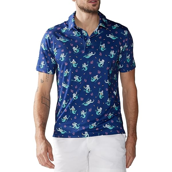 Greyson Men's Mythical Sea Printed Short Sleeves Golf Polo Shirt