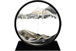 Twohua Moving Sand Art Quicksand Decor 3D Color Quicksand Picture Sand Art Liquid MotionSandscape Sandalier Hourglass Desk Toys Office; Desk Accessories Gadgets for Adults for Men Women,12",Black