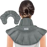 REVIX Neck Heating Pad Microwavable, Weighted Heat Wrap for Neck Shoulders | Cordless Microwave Neck Wrap with Moist Heat Therapy for Relaxing Neck, Shoulder and Back Use，Hot &amp; Cold Therapy, Darkgray