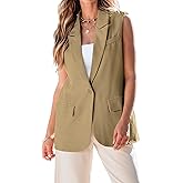 luvamia Long Vest for Women 2025 Summer Business Casual Sleeveless Open Front Blazers Suit Vests Top Pockets Work Office