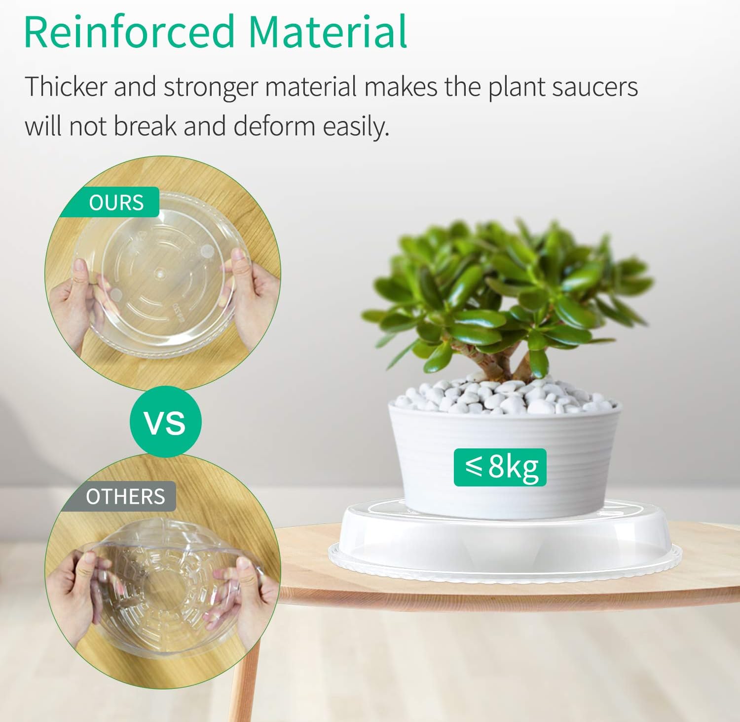 EFFECTEER Plant Saucer, 5 Pack, 12 inch, Round Plant Trays for Indoors, Clear Plastic Plant Pot Saucers, Durable Flower Pots with 5 Plant Labels (12'' - 5 Pack) : Garden & Outdoor